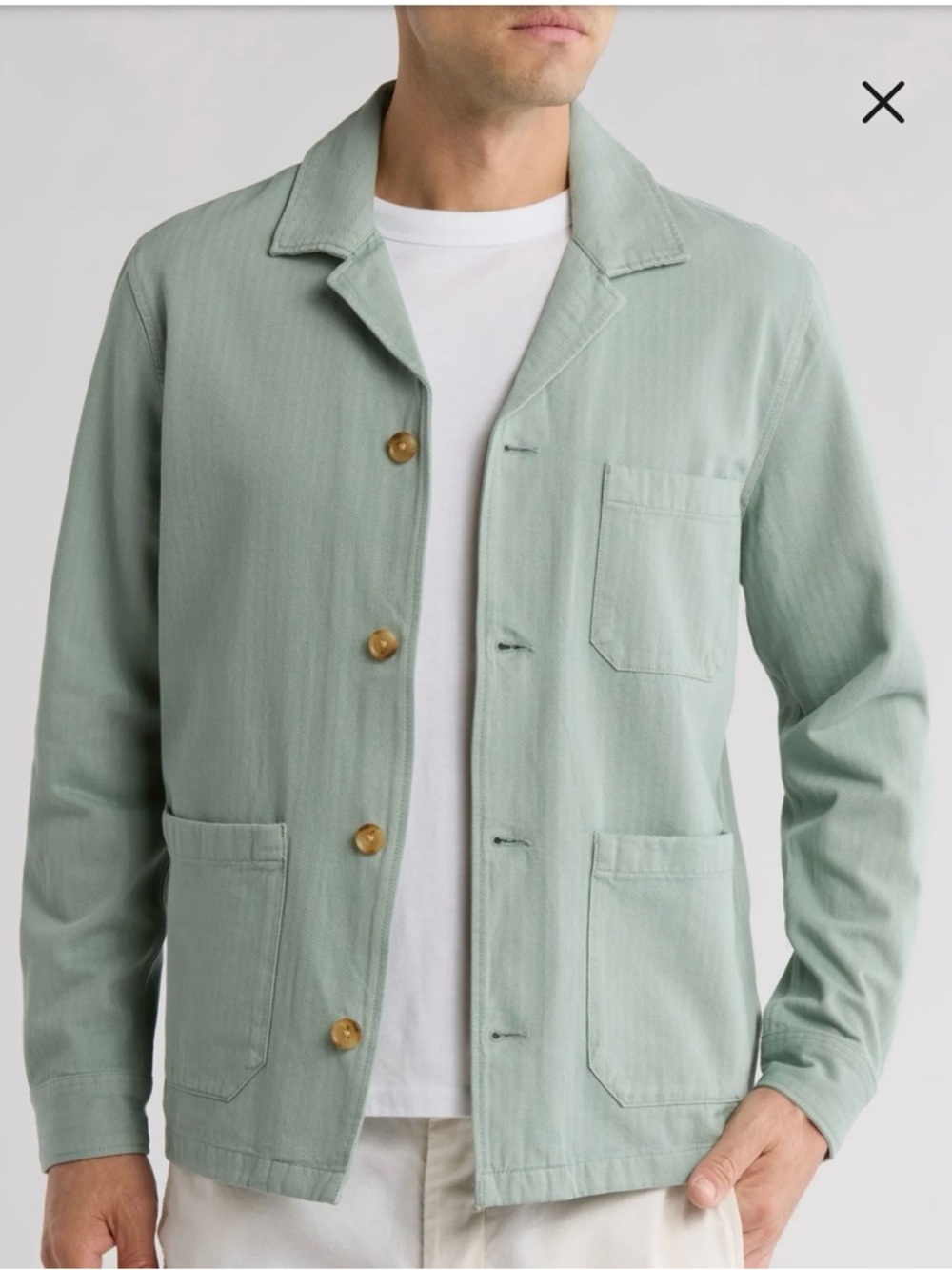 14th & Union Light Sage Green Cotton Shirt Jacket Men's Small